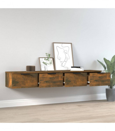 Wall Cabinets 2 pcs Smoked Oak 68x30x20 cm Engineered Wood