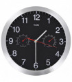 Wall Clock with Quartz Movement Hygrometer Thermometer Black