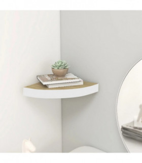vidaXL Wall Corner Shelf Oak and White 35x35x3.8 cm MDF