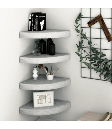 vidaXL Wall Corner Shelves 4 pcs Concrete Grey 25x25x3.8 cm MDF