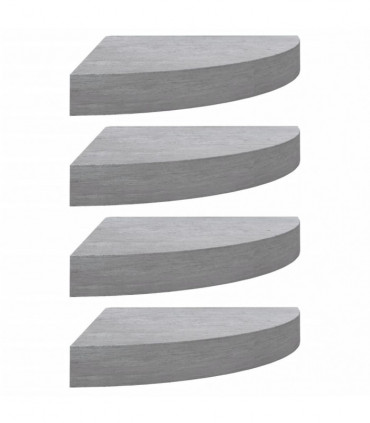 vidaXL Wall Corner Shelves 4 pcs Concrete Grey 25x25x3.8 cm MDF