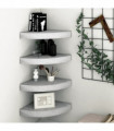vidaXL Wall Corner Shelves 4 pcs Concrete Grey 35x35x3.8 cm MDF