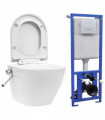 Wall Hung Rimless Toilet with Concealed Cistern Ceramic White