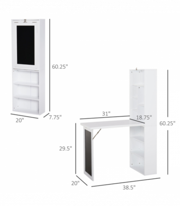 Wall Mount Desk Cabinet  38.5" W x 20" D x 60.25" H