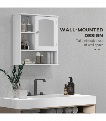 Wall Mount Mirror Cabinet Bathroom Storage Single Door Mounted Glass Cupboard