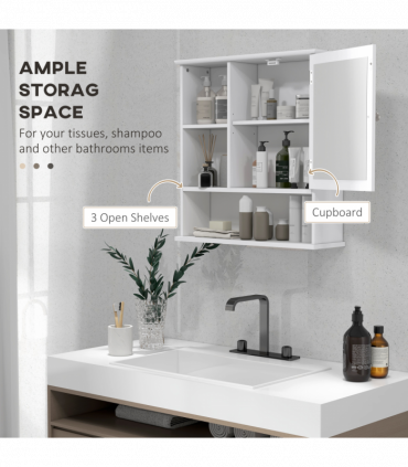 Wall Mount Mirror Cabinet Bathroom Storage Single Door Mounted Glass Cupboard