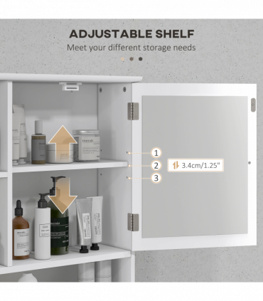 Wall Mount Mirror Cabinet Bathroom Storage Single Door Mounted Glass Cupboard