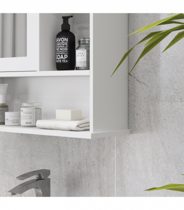 Wall Mount Mirror Cabinet Bathroom Storage Single Door Mounted Glass Cupboard