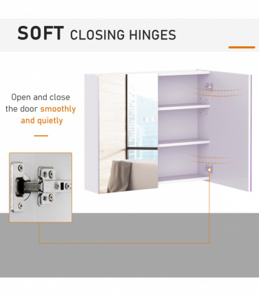 Wall Mounted Bathroom Mirror Storage Cabinet w/ Door Adjustable Shelf HOMCOM