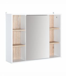 Wall Mounted Bathroom Storage Cabinet w/ Mirrored Door, Adjustable Shelf