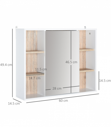 Wall Mounted Bathroom Storage Cabinet w/ Mirrored Door, Adjustable Shelf