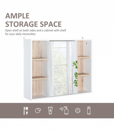 Wall Mounted Bathroom Storage Cabinet w/ Mirrored Door, Adjustable Shelf