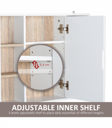 Wall Mounted Bathroom Storage Cabinet w/ Mirrored Door, Adjustable Shelf