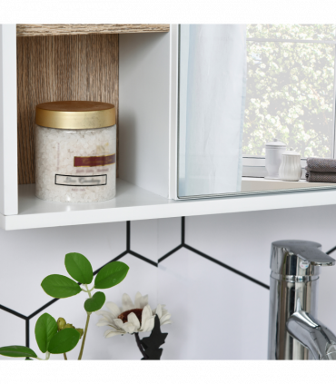 Wall Mounted Bathroom Storage Cabinet w/ Mirrored Door, Adjustable Shelf