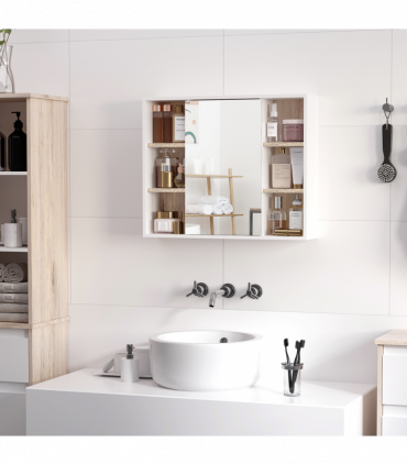 Wall Mounted Bathroom Storage Cabinet w/ Mirrored Door, Adjustable Shelf