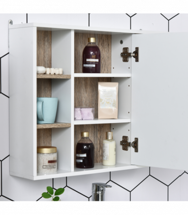 Wall Mounted Bathroom Storage Cabinet w/ Mirrored Door, Adjustable Shelf