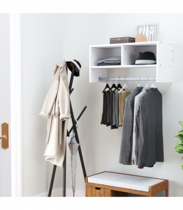 Wall Mounted Coat Hanger Hooks Rack Stand White