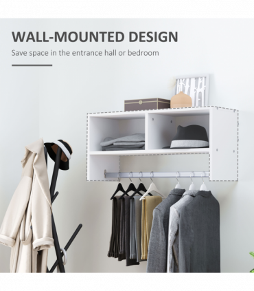 Wall Mounted Coat Hanger Hooks Rack Stand White
