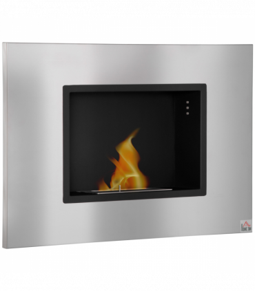 Wall Mounted Ethanol Fireplace Stainless Steel 1.5L Tank 3h Burning Time Silver