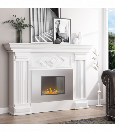 Wall Mounted Ethanol Fireplace Stainless Steel 1.5L Tank 3h Burning Time Silver