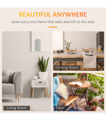 Wall Mounted Ethanol Fireplace Stainless Steel 1.5L Tank 3h Burning Time Silver