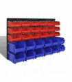 Wall Mounted Garage Plastic Storage Bin Set 30 pcs Blue & Red