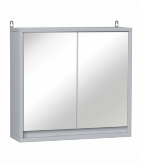 Wall Mounted Mirror Cabinet with Storage Shelf Bathroom Cupboard Grey