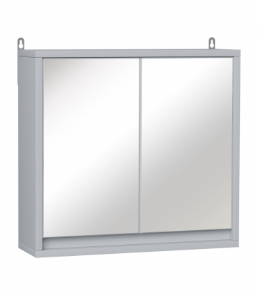Wall Mounted Mirror Cabinet with Storage Shelf Bathroom Cupboard Grey