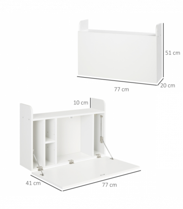 Wall Mounted Table Drop Leaf Floating Laptop Desk w/ Storage for Home Office