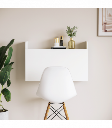 Wall Mounted Table Drop Leaf Floating Laptop Desk w/ Storage for Home Office