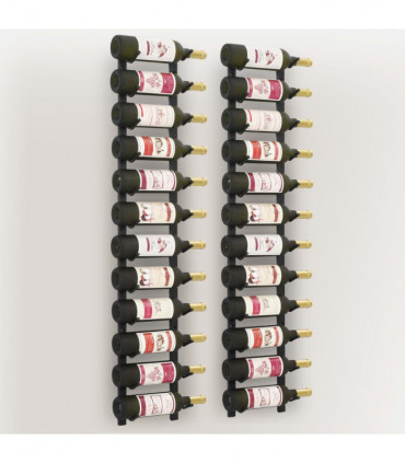 Wall Mounted Wine Racks for 12 Bottles 2 pcs Black Iron