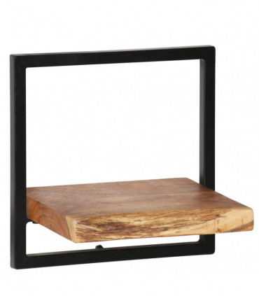 Wall Shelf Set 5 Pieces Solid Acacia Wood and Steel