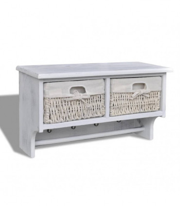 Wall Shelf White 60x23.5x33 cm Paulownia Wood