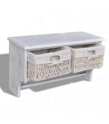 Wall Shelf White 60x23.5x33 cm Paulownia Wood