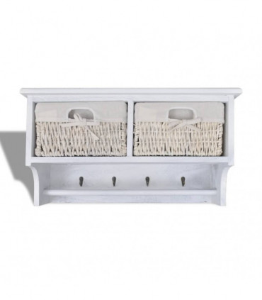 Wall Shelf White 60x23.5x33 cm Paulownia Wood