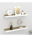 Wall Shelves 2 pcs White and Sonoma Oak 40x9x3 cm