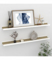 Wall Shelves 2 pcs White and Sonoma Oak 80x9x3 cm