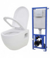 Wall-Hung Toilet with Concealed Cistern Ceramic White