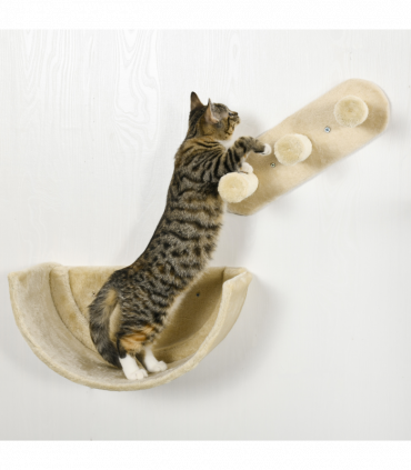 Wall-Mounted Cat Shelves w/ Hammock, Nest, Scratching Post - Beige Pawhut