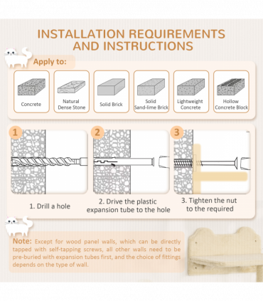 Wall-Mounted Cat Shelves w/ Hammock, Nest, Scratching Post - Beige Pawhut