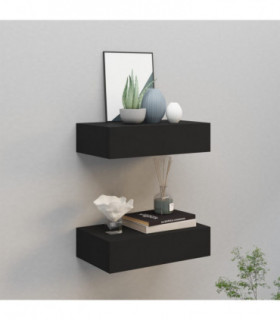 Wall-mounted Drawer Shelves 2 pcs Black 40x23.5x10cm MDF