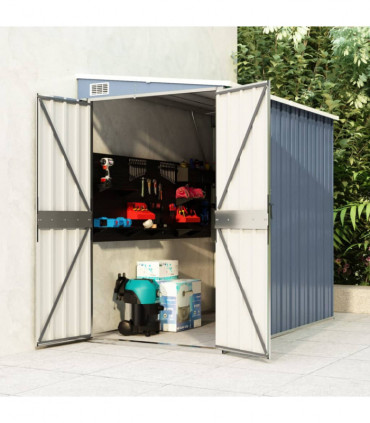 Wall-mounted Garden Shed Grey 118x194x178 cm Galvanised Steel