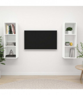 Wall-mounted TV Cabinets 2 pcs White Engineered Wood
