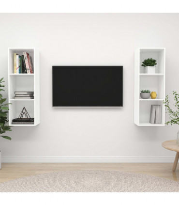 Wall-mounted TV Cabinets 2 pcs White Engineered Wood