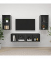Wall-mounted TV Cabinets 4 pcs High Gloss Grey Engineered Wood