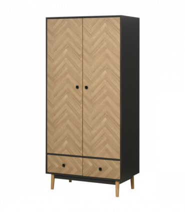 Wardrobe Cabinet Wood Grain 90x50x190cm-Grey/Oak