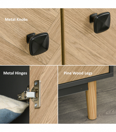 Wardrobe Cabinet Wood Grain 90x50x190cm-Grey/Oak