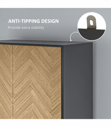 Wardrobe Cabinet Wood Grain 90x50x190cm-Grey/Oak