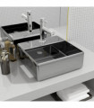 vidaXL Wash Basin with Faucet Hole 38x30x11.5 cm Ceramic Silver