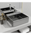 vidaXL Wash Basin with Overflow 41x41x15 cm Ceramic Silver